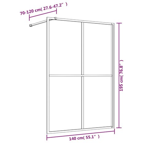 Inloopdouchewand transparant 140x195 cm ESG-glas rood 8720845941994 7