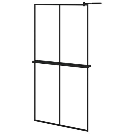 Inloopdouchewand met schap 100x195 cm ESG-glas aluminium zwart 8720845827793 2