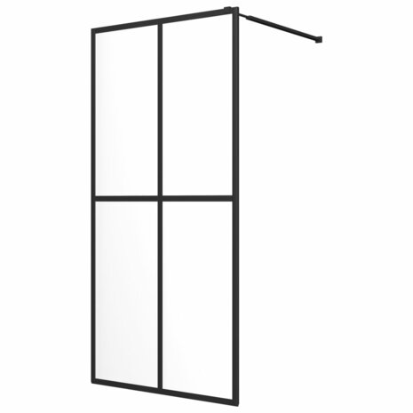 Inloopdouchewand met schap 100x195 cm ESG-glas aluminium zwart 8720845827793 3