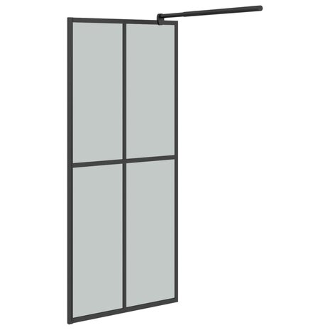 Inloopdouchewand met schap 100x195 cm ESG-glas aluminium zwart 8720845827861 5