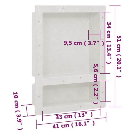 Douchenis met 2 vakken 41x51x10 cm matwit 8720286802830 7