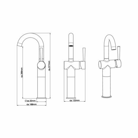 SCHÜTTE Wastafelmengkraan hoog CORNWALL 168 mm chroomkleurig 4008431790114 4