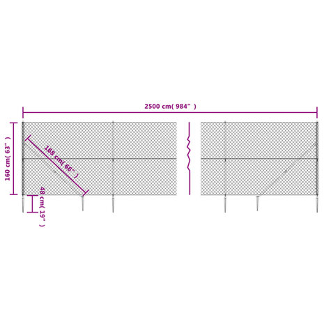 Gaashek met grondankers 1,6x25 m antracietkleurig 8720845771942 5