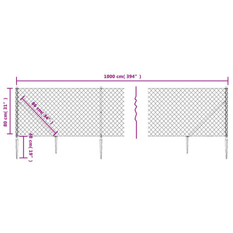 Gaashek met grondankers 0,8x10 m zilverkleurig 8720845772307 5