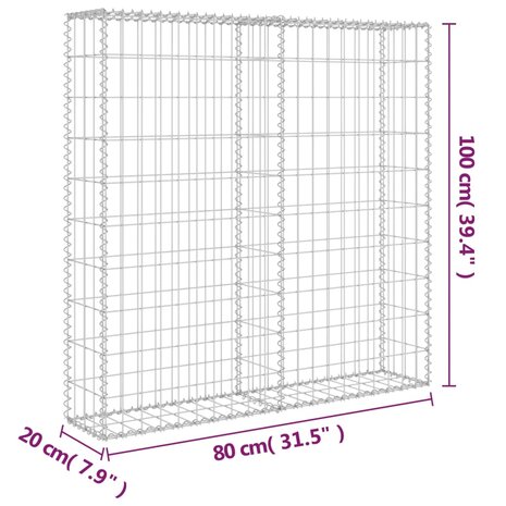 Schanskorfmuur met deksels 80x20x100 cm gegalvaniseerd staal 8719883592121 6