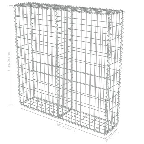 Schanskorfmuur met deksels 100x20x100 cm gegalvaniseerd staal 8719883592138 6