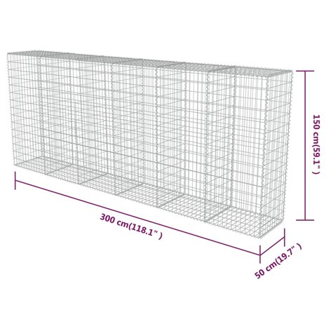 Schanskorfmuur met deksels 300x50x150 cm gegalvaniseerd staal 8719883592275 6