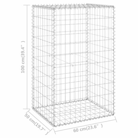 Schanskorfmuur met deksels 60x50x150 cm gegalvaniseerd staal 8720286110102 6