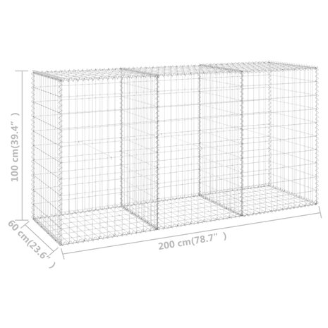 Schanskorfmuur met deksels 200x60x100 cm gegalvaniseerd staal 8720286110133 6