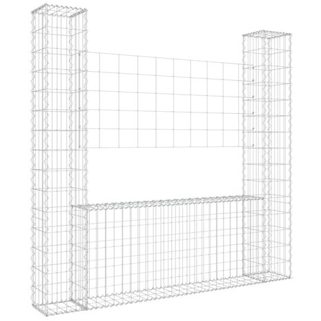 Schanskorf U-vormig met 2 palen 140x20x150 cm ijzer 8720286764053 2