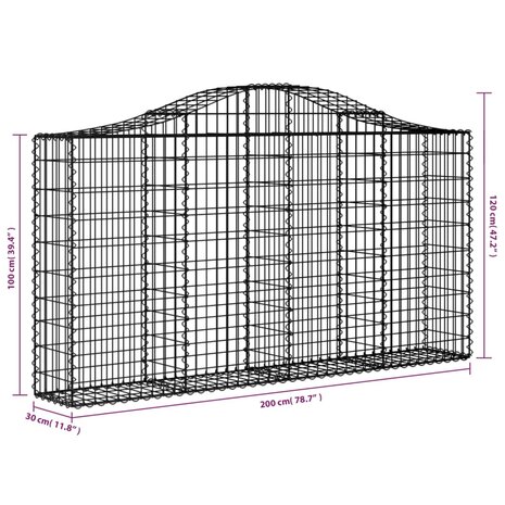 Schanskorf gewelfd 200x30x100/120 cm gegalvaniseerd ijzer 8720845650483 5