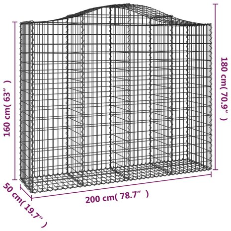 Schanskorf gewelfd 200x50x160/180 cm gegalvaniseerd ijzer 8720845650612 5