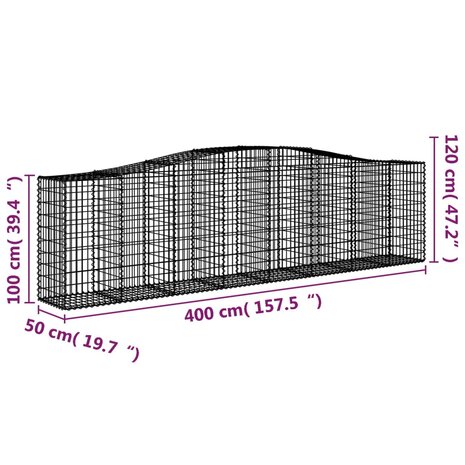 Schanskorf gewelfd 400x50x100/120 cm gegalvaniseerd ijzer 8720845650780 5