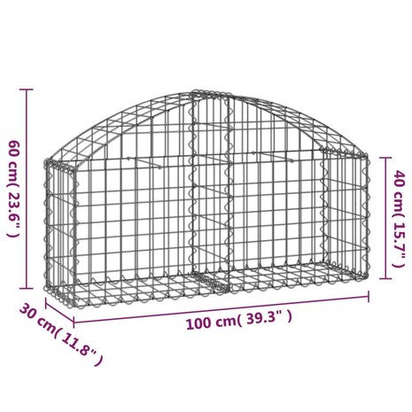 Schanskorf gewelfd 100x30x40/60 cm gegalvaniseerd ijzer 8720845650858 5