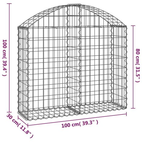 Schanskorf gewelfd 100x30x80/100 cm gegalvaniseerd ijzer 8720845650872 5