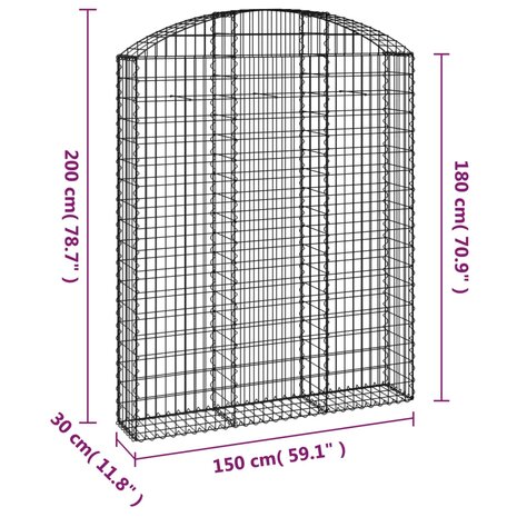 Schanskorf gewelfd 150x30x180/200 cm gegalvaniseerd ijzer 8720845651121 5