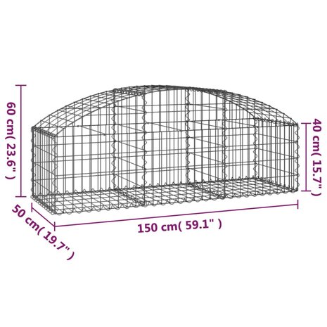 Schanskorf gewelfd 150x50x40/60 cm gegalvaniseerd ijzer 8720845651152 5