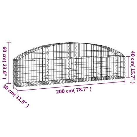 Schanskorf gewelfd 200x30x40/60 cm gegalvaniseerd ijzer 8720845651251 5