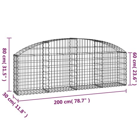 Schanskorf gewelfd 200x30x60/80 cm gegalvaniseerd ijzer 8720845651268 5