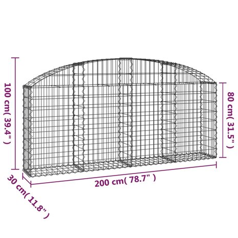 Schanskorf gewelfd 200x30x80/100 cm gegalvaniseerd ijzer 8720845651275 5