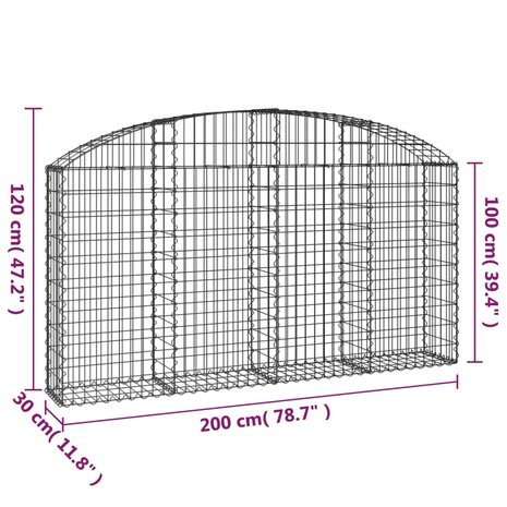 Schanskorf gewelfd 200x30x100/120 cm gegalvaniseerd ijzer 8720845651282 5