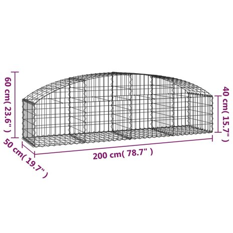 Schanskorf gewelfd 200x50x40/60 cm gegalvaniseerd ijzer 8720845651350 5