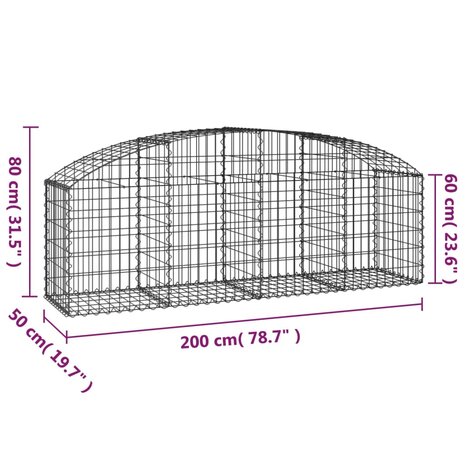 Schanskorf gewelfd 200x50x60/80 cm gegalvaniseerd ijzer 8720845651367 5