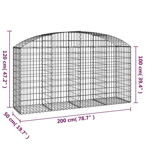 Schanskorf gewelfd 200x50x100/120 cm gegalvaniseerd ijzer 8720845651381 5