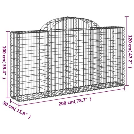 Schanskorf gewelfd 200x30x100/120 cm gegalvaniseerd ijzer 8720845651480 5