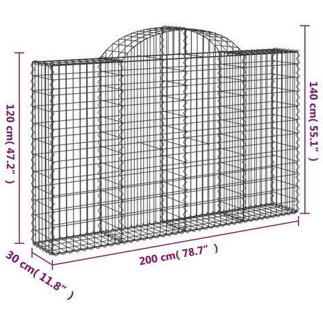 Schanskorf gewelfd 200x30x120/140 cm gegalvaniseerd ijzer 8720845651497 5