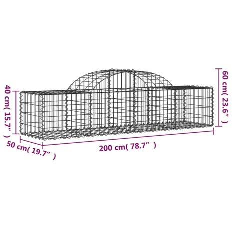 Schanskorf gewelfd 200x50x40/60 cm gegalvaniseerd ijzer 8720845651558 5