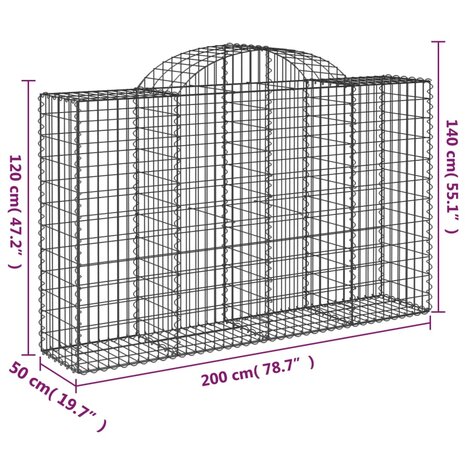 Schanskorf gewelfd 200x50x120/140 cm gegalvaniseerd ijzer 8720845651596 5