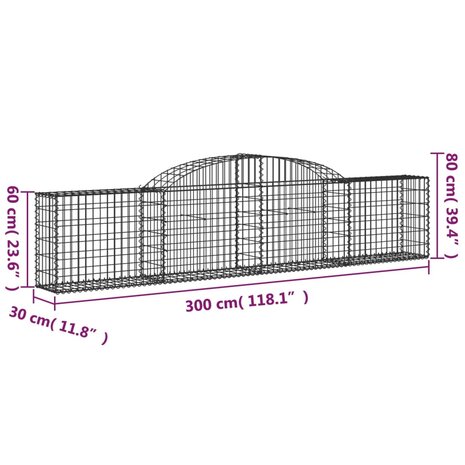 Schanskorf gewelfd 300x30x60/80 cm gegalvaniseerd ijzer 8720845651664 5