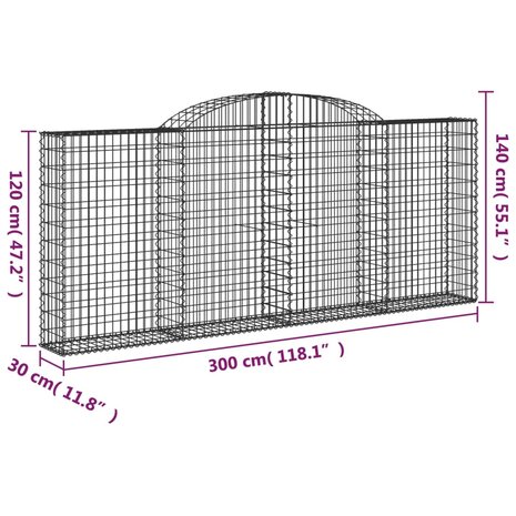 Schanskorf gewelfd 300x30x120/140 cm gegalvaniseerd ijzer 8720845651695 5