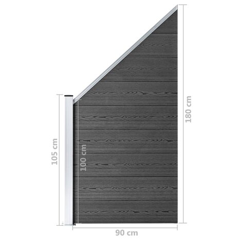 Schuttingpanelenset 1138x(105-186) cm HKC zwart 8720286366905 12