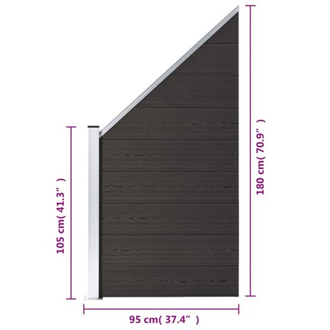 Schuttingpaneel 95x(105-180) cm HKC zwart 8720286194706 8