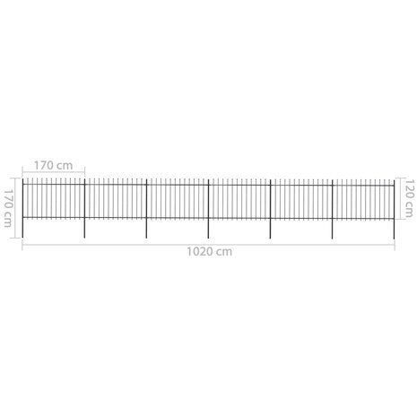 Tuinhek met speren bovenkant 10,2x1,2 m staal zwart 8719883710464 5