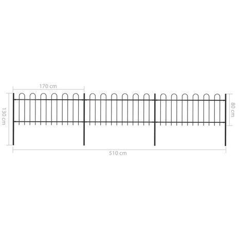 Tuinhek met ronde bovenkant 5,1x0,8 m staal zwart 8719883710709 5