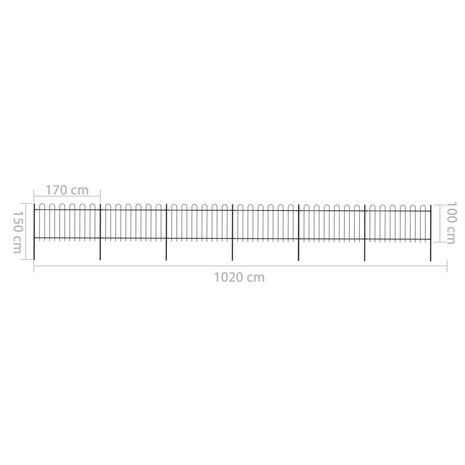 Tuinhek met ronde bovenkant 10,2x1 m staal zwart 8719883710822 5