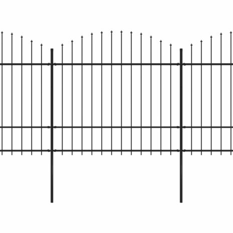 Tuinhek met speren bovenkant (1,5-1,75)x5,1 m staal zwart 8719883714707 2