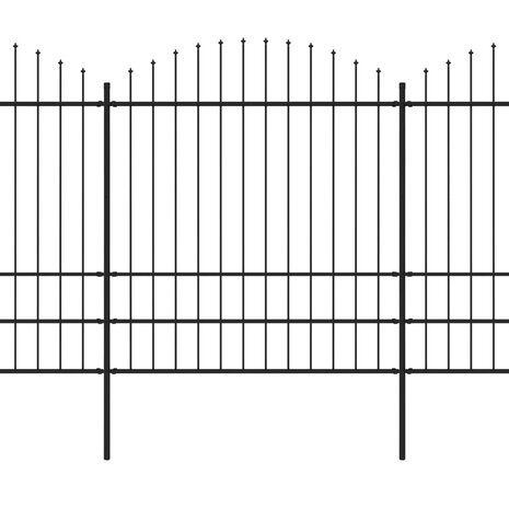 Tuinhek met speren bovenkant (1,75-2)x3,4 m staal zwart 8719883714783 2