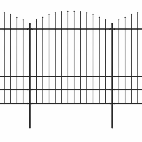 Tuinhek met speren bovenkant (1,75-2)x6,8 m staal zwart 8719883714806 2