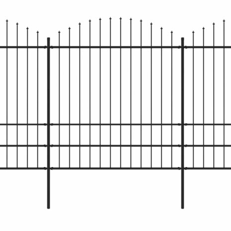 Tuinhek met speren bovenkant (1,75-2)x11,9 m staal zwart 8719883714837 2