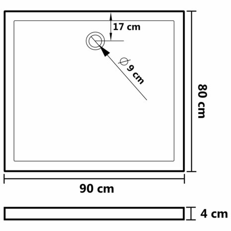 Douchebak rechthoekig 80x90 cm ABS wit 8720286206102 7