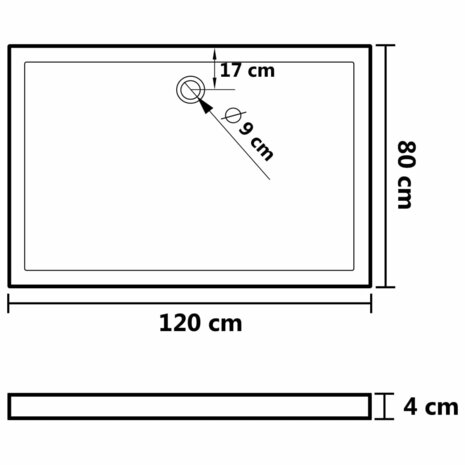 Douchebak rechthoekig 80x120 cm ABS wit 8720286206126 7