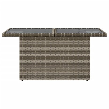 Tuintafel met glazen blad 100x55x73 cm poly rattan grijs 8721012335066 5