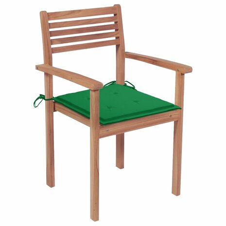 Tuinstoelen 2 st met groene kussens massief teakhout 8720286261910 2