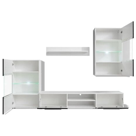 Muurvitrine tv-meubel met LED-verlichting zwart 5-delig 8718475527435 3