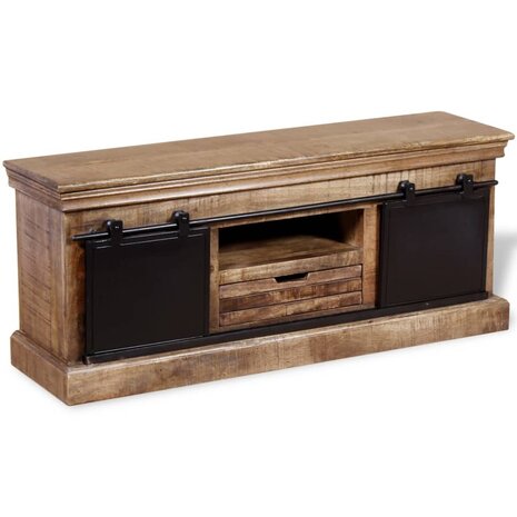 Tv-meubel met 2 schuifdeuren 110x30x45 cm massief mangohout 8718475528920 2