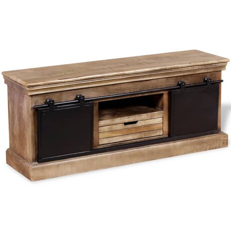 Tv-meubel met 2 schuifdeuren 110x30x45 cm massief mangohout 8718475528920 4